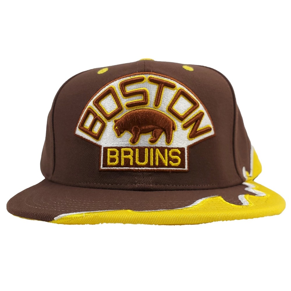 Boston Bruins Mitchell & Ness NHL Snapback Hat Cap Rising Tide Art Brown NWT
